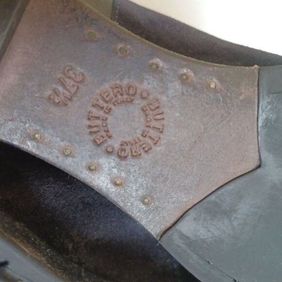 BUTTERO Ankle Boots Minimalist Lagenlook Black Suede Leather Wedge Sz 37.5 - Picture 8 of 11